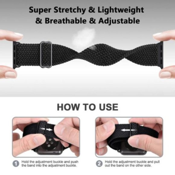 NEW Adjustable Braided Solo Loop For Apple Watch C - Picture 2 of 5